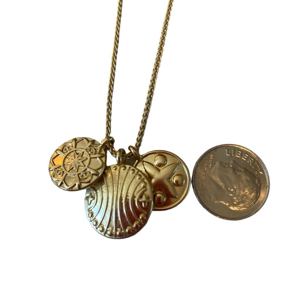Gold Toned Coin Charm Necklace. - Picture 6 of 6